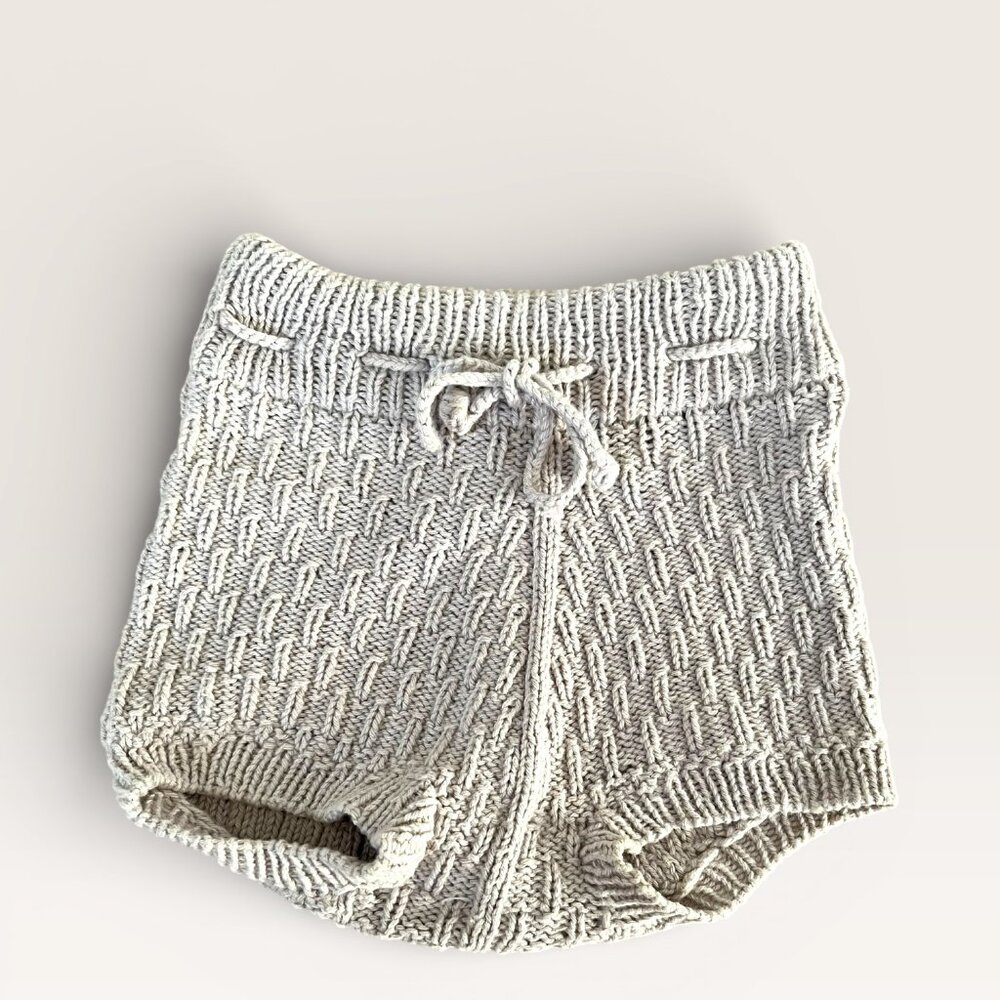 Miou Kids Baby Cotton Knit Caterpillar Shorts Adjustable sz S 0-12m Gray Grey